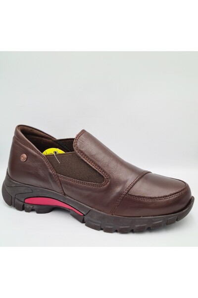 Mammamia D25Ka-3480 Brown Faber Genuine Leather Anatomical Insole Women's Daily Casual Shoes