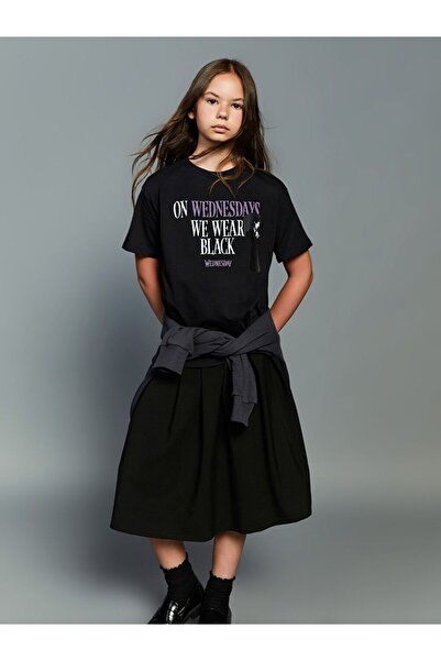 LC Waikiki Lcw Kids Crew Neck Wednesday Printed Girls' T-Shirt