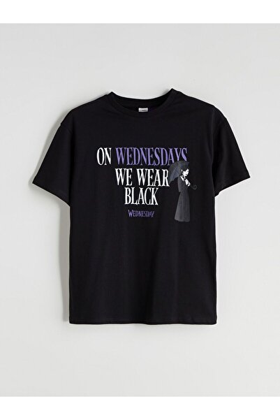 LC Waikiki Lcw Kids Crew Neck Wednesday Printed Girls' T-Shirt