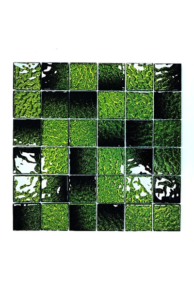 MozaiKristaL Mutfak alnı ve iç dekorasyon için 48x48mm. Siyah-Yeşil Sim efekt...
