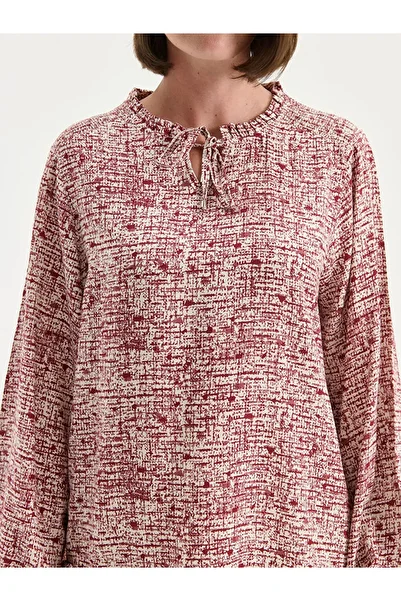 LC Waikiki Tie-Up Collar Patterned Blouse