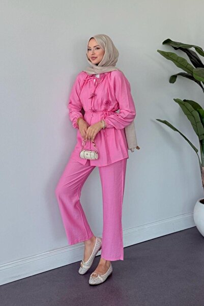 Şulemoda Giyim Guipure Detailed Strawberry Set Pink
