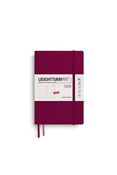 Leuchtturm1917 Çanta Boy (B6+) 12 Aylık Haftalık Ajanda 2026 Sert Kapak, İngilizce, Port Red372716
