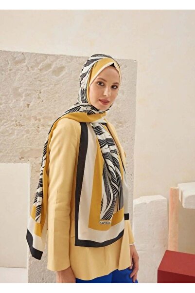 PİRAMİT شال كارديون ميدينا الحريري بنمط اللمسة باللون الأصفر