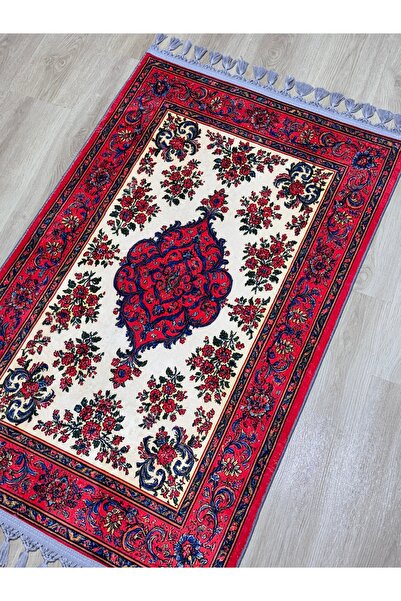 PrayerRug Dokuma Taban Örgü Püsküleri ve İpek Kadar Yumuşak Yüzeyiyle Bambu s...