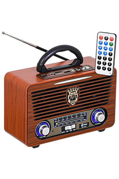 Wolawood Özel Üretim Ahşap Nostaljik Radyo Bluetooth, USB Kumandalı Elektrikl...