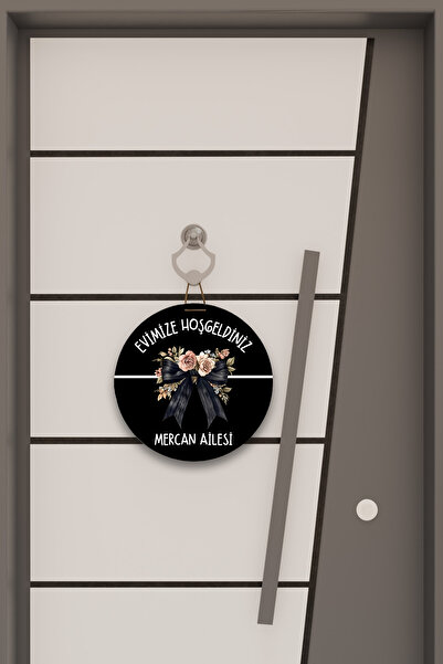 Dormot Dijital Baskı Siyah, Kurdele desenli, Kişiye Özel Kapı süsü, Duvar Süsü