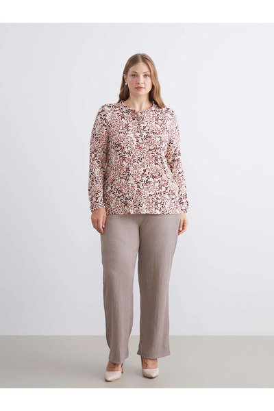 LC Waikiki Tie-Up Collar Patterned Blouse