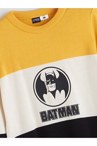 LC Waikiki LCW Kids Bisiklet Yaka Batman Baskılı Erkek Çocuk Triko Kazak