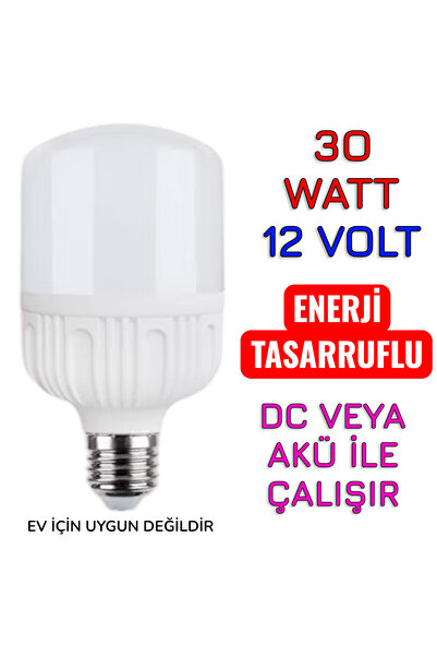 nelerbulurum 12 VOLT 30 WATT 6500K 850 LÜMEN BEYAZ LED AMPUL (EV İÇİN UYGUN DEĞİLDİR)