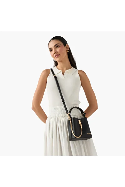 Flora Bella by Shoexpress Solid Crossbody Bag with Detachable Strap