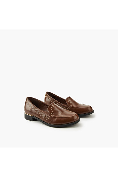 Flora Bella by Shoexpress Stud Embellished Slip-On Loafers