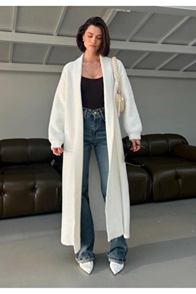 MAXXANA Εξαιρετικά μαλακό πλεκτό μακρύ πλεκτό παλτό με γιακά