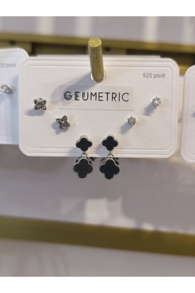GEUMETRİC مجموعة أقراط من الفولاذ المطلي بالذهب
