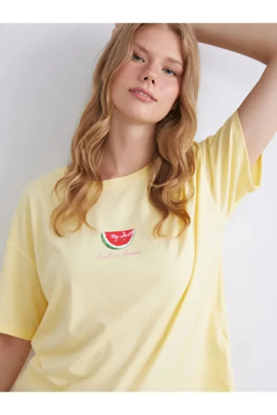 LC Waikiki Crew Neck Printed Women's Shorts Pajamas Set