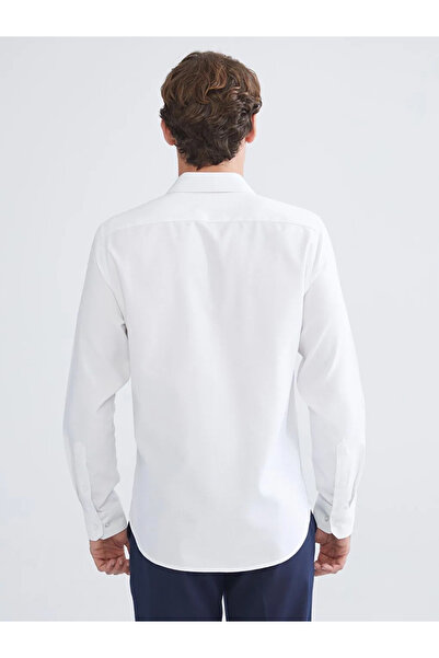 LC Waikiki Ανδρικό μακρυμάνικο πουκάμισο Dobby με λεπτή εφαρμογή