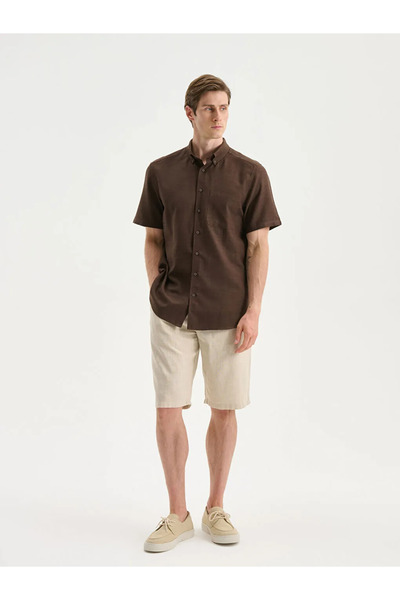 LC Waikiki Regular Fit Short Sleeve Linen Look Men's Shirt