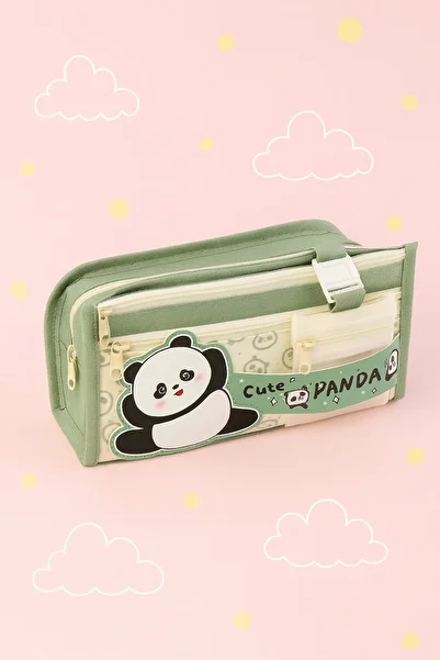 Fillikutum Kawaii Cute Panda Multi-Compartment Large Capacity Pen Holder Panda Pencil Case
