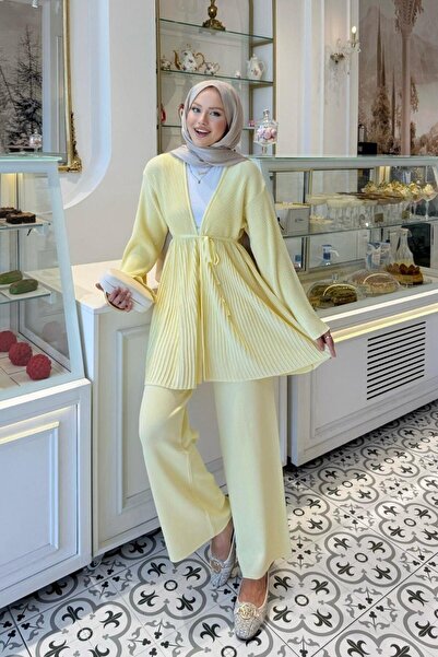 Şulemoda Giyim Rio Merserize Pantolonlu Takım Sarı