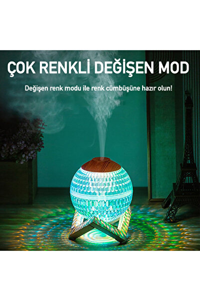 ROBEVE Kristal Küre Mini USB Nemlendirici & Gece Lambası – 7 Renk LED Aromaterapi Difüzörü