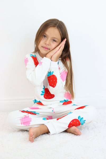 Harika KIDS Girl's Medium Thickness Basic Printed Pajamas Set