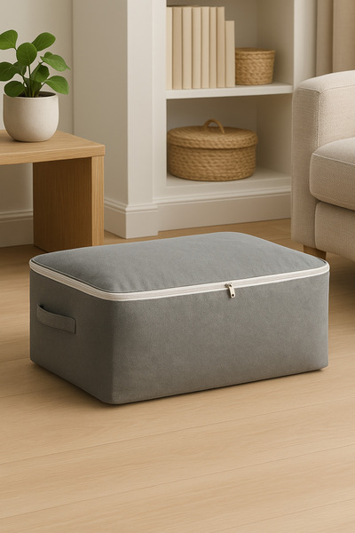 Handyol 2 Adet Büyük Boy Bazaaltı Kalın Kumaş Hurç Kazak Yastık Çok Amaçlı Yorgan Hurcu 64x45x20Cm