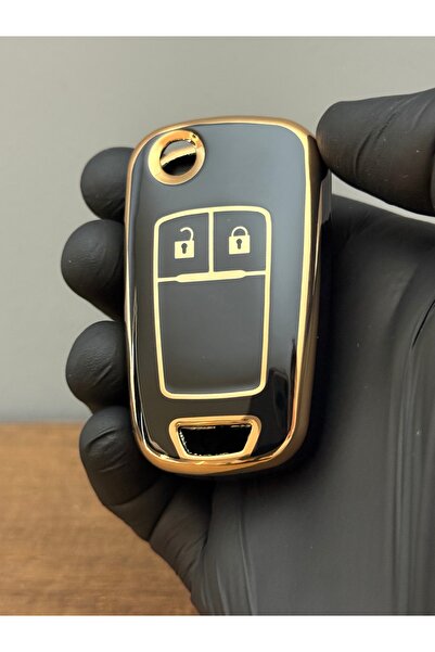 Luxe Aksesuarr Husă de protecție pentru chei din silicon cu 2 butoane pentru Opel Astraj Insignia Vauxhall -Chevrolet Cruze - Negru Aur