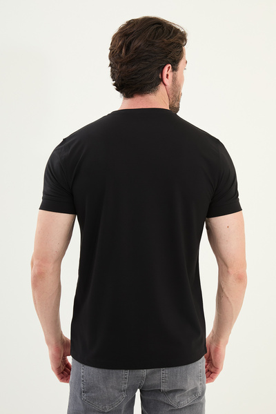 Mcr Plain Slim Fit Crew Neck Basic Men's T-Shirt Black - 36863.25Y