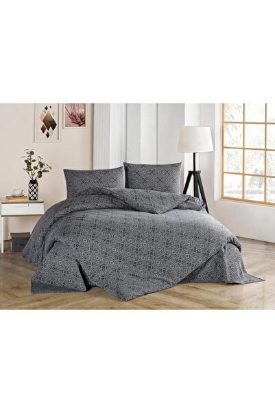 HAPPY COTTON طقم غطاء لحاف من قماش الجاكار المزدوج من قطن الساتان بنسبة 100%