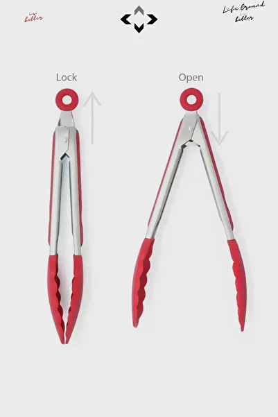 LİGROUND Stainless Steel Kitchen Tongs with Silicone Tips Heat Resistant Non-Slip Handle Grilling Salad Serving Tongs