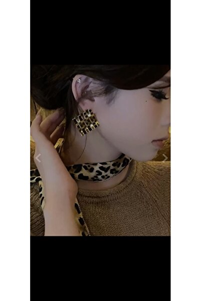 Aylish Bijuteri Gold-Silver Plate Square Model Earrings