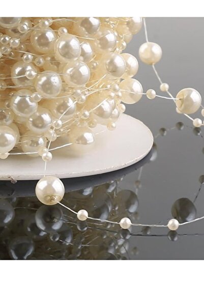 BEİLYS COSMETİCS & ACCESSORY Agrafe de păr cu franjuri de culoare crem, 20 de metri de așchii de perle