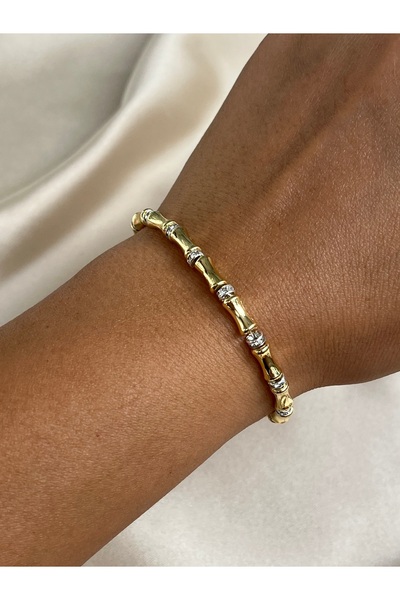 Twinssis Accessories Gold Taşlı Kemik Bileklik