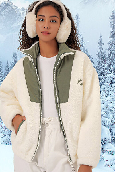 Yeslena Yarım Boyunlu Dik Yakalı Uzun Kollu Yan Cepli Astarsız Fermuarlı Casu...