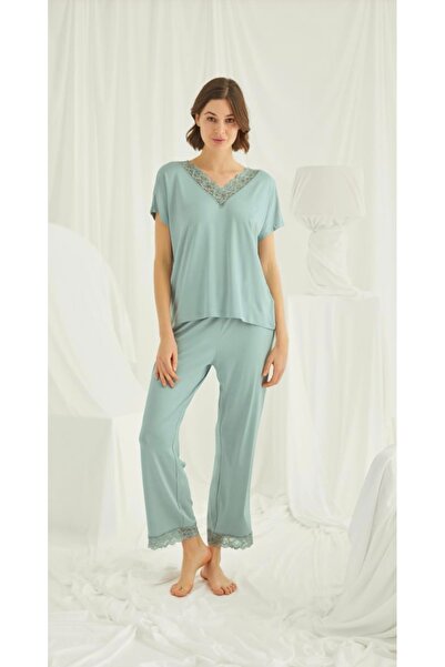 NightLove طقم بيجامة موناميس بأكمام قصيرة ورقبة على شكل حرف V 18465