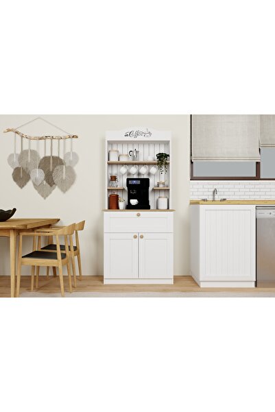 Vivense LUCAS 2 KAPAKLI KAHVE KÖŞESİ, AÇIK CEVİZ BEYAZ