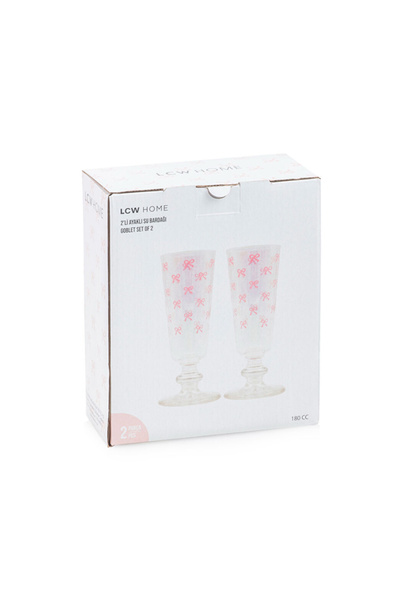 LC Waikiki LCW HOMEPembe Fiyonk Baskılı Ayaklı Su Bardağı 180 Ml
