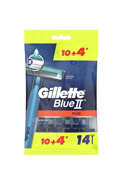 Gillette Blue II Plus Mens Disposable Razors 10+4 Count