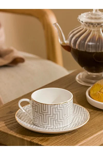 LC Waikiki Lcw Homegrey Patterned Porcelain Coffee Cup Set 216 ml