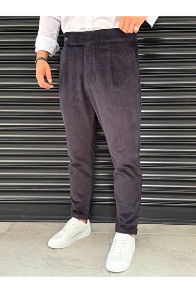 BYATA MENS STYLE Erkek Kadife Kumaş İtalyan Kesim Yüksel Bel Pantolon