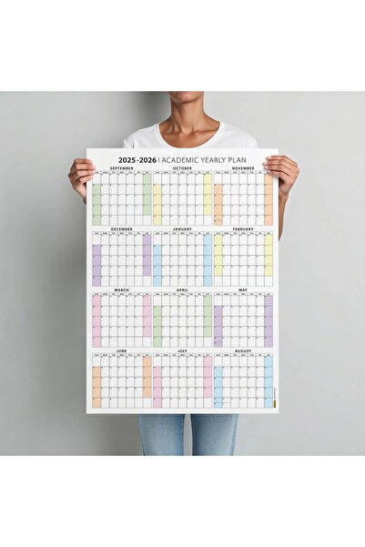 bi'aldım Amerikan Standardı 2025-2026 Akademik Duvar Takvimi, Eylül Başlangıçlı Takvim, Pazar Günü Başlangıçl