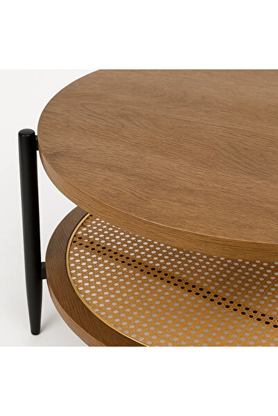 Vi Markets Wooden coffee table with rattan accents