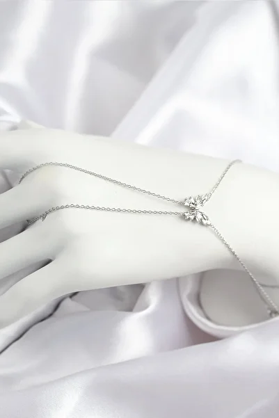 ALFA AKSESUAR 03 Brass Zircon Stone Butterfly Model Silver Color Shahmeran - Tj-Sn716