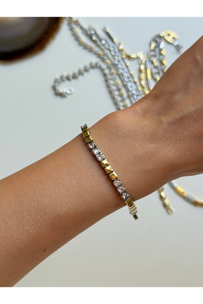 YOUES JEWELRY Mix Luxury Series Gold Silver Color Bracelet Colorfast Jeweler Model Women's Bracelet 1 Piece Bracelet