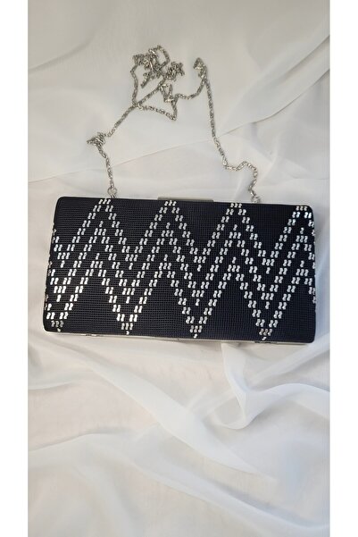 Beyaz inci tasarım Τσάντα βραδινού φορέματος με κεντημένο σύρμα