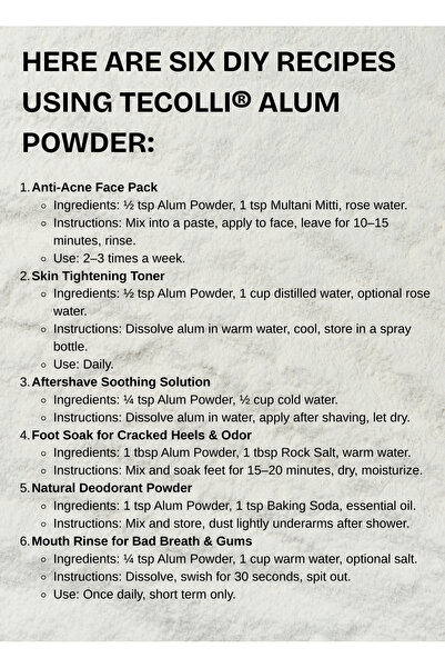 TECOLLI Alum Powder (200g) –Pure & Natural | Free from Additives & Fillers | For Skin, Hair & Household Care