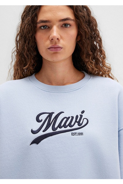 Mavi logo baskılı loose fit (rahat kesim) sweatshirt