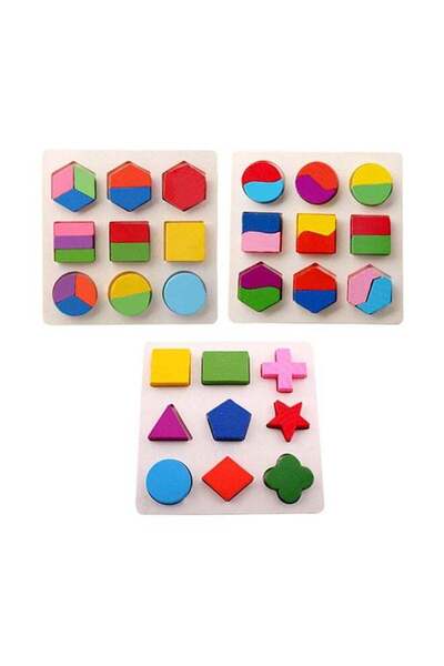 Generic 3 Patterns Baby Early Learning Wooden Geometry Shape Sorting Educational Puzzle Toy