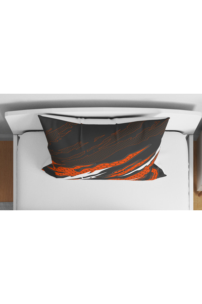 Erays Home Orange Flame Wave Patterned 3D Printed Single Boy's Duvet Cover Set Without Sheets
