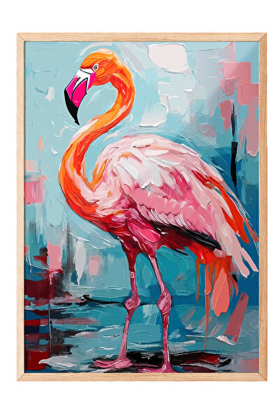 Zestia Tablou cu ramă din lemn, Flamingo roz – Decor tropical, Poster decorat...